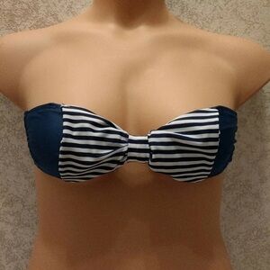 Navy Striped Bandeau Bikini Top